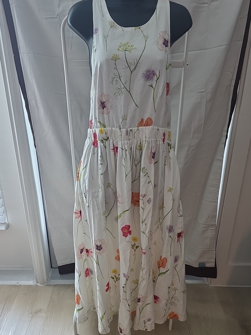 H&M Wildflower Collection Linen Blend Floral Halter Maxi Dress